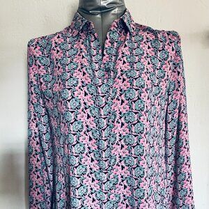 BR drapey blouse shirt, pink/green flowers, Size XS/S
